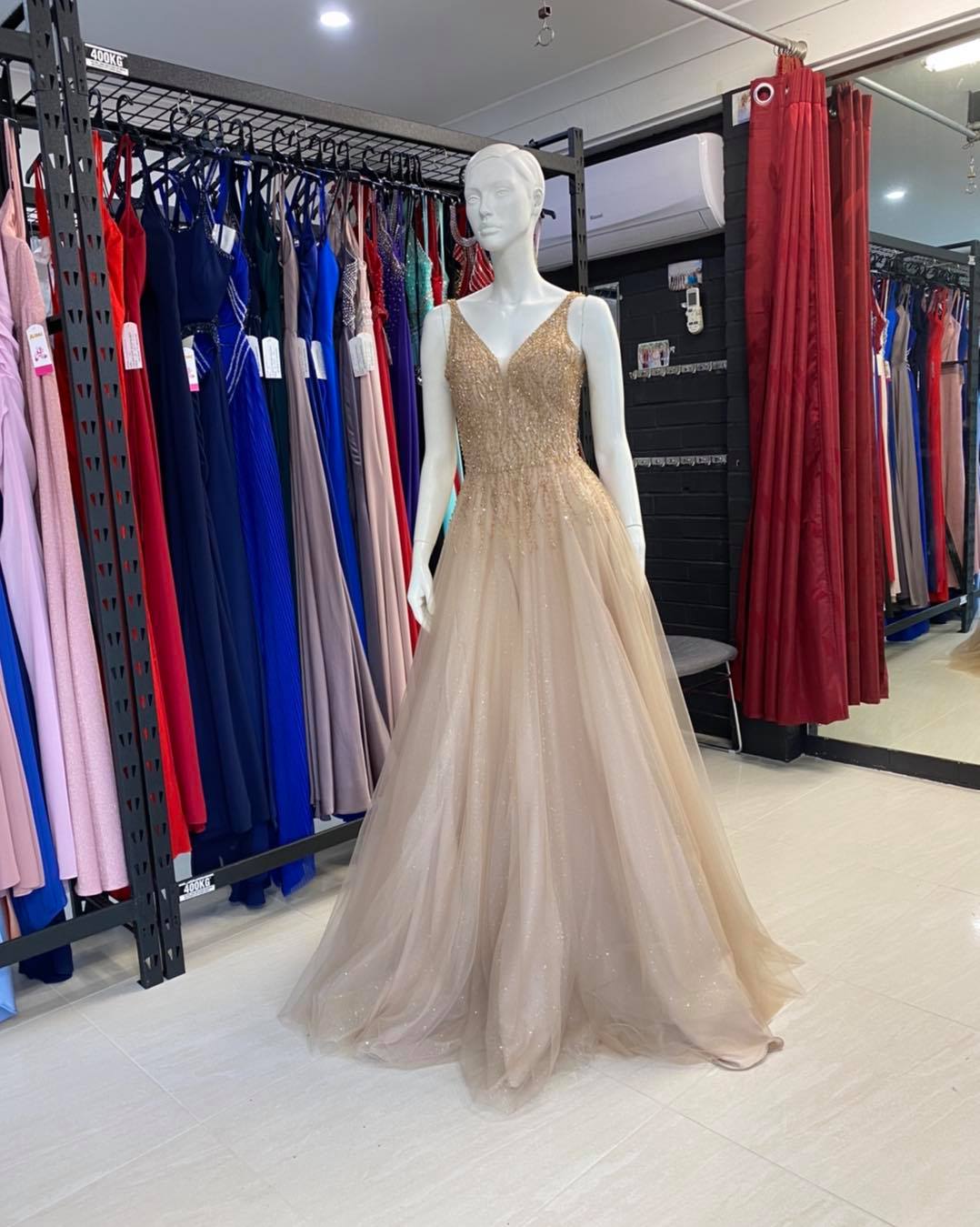 Size 8 Gold V Neck Dress