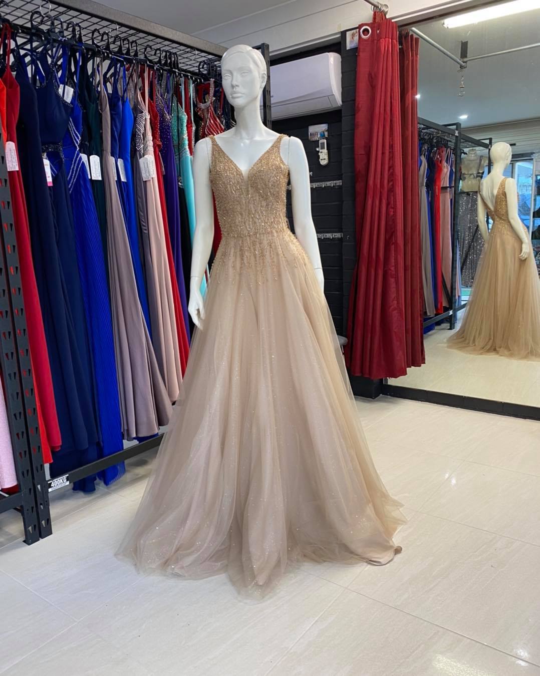 Size 10 Gold V Neck Dress