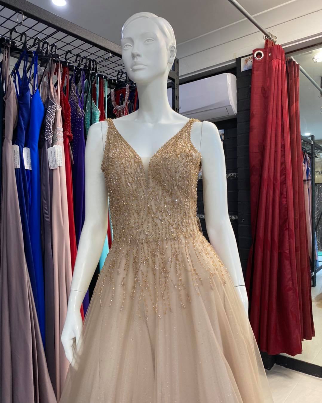 Size 10 Gold V Neck Dress