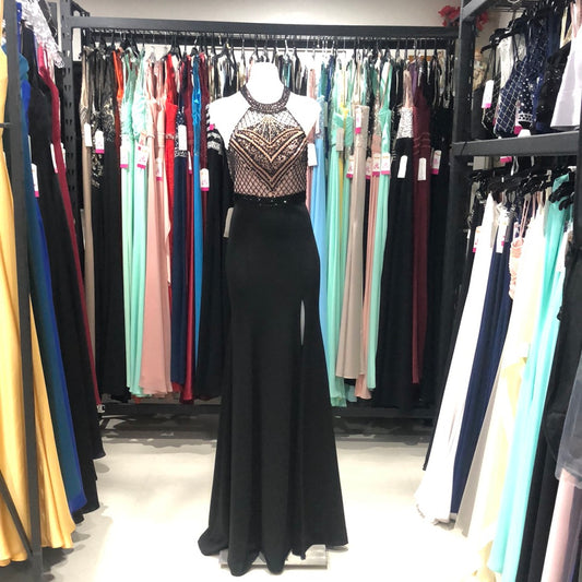 Size 10 Black with Peach Dress